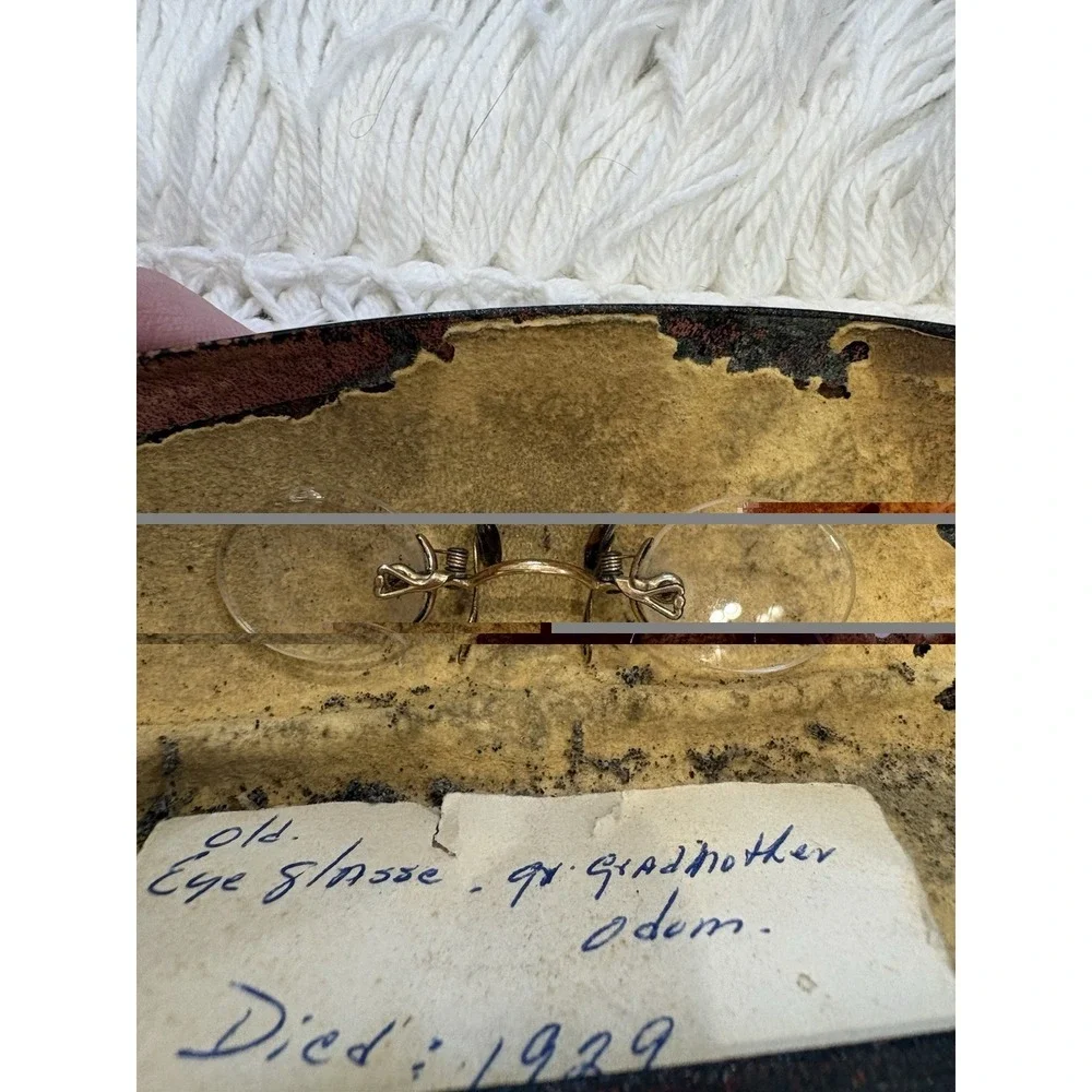 Antique No Frame Invisible Ladies Dainty Glasses Spectacles Case 12k Rolled Gold